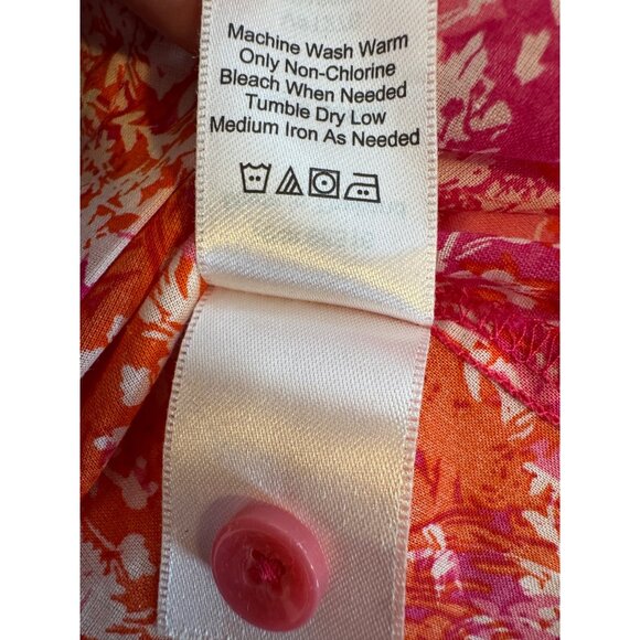 2/$30 Coldwater Creek XL 16 Floral Button-Up Blouse Pink & Orange - Picture 9 of 15